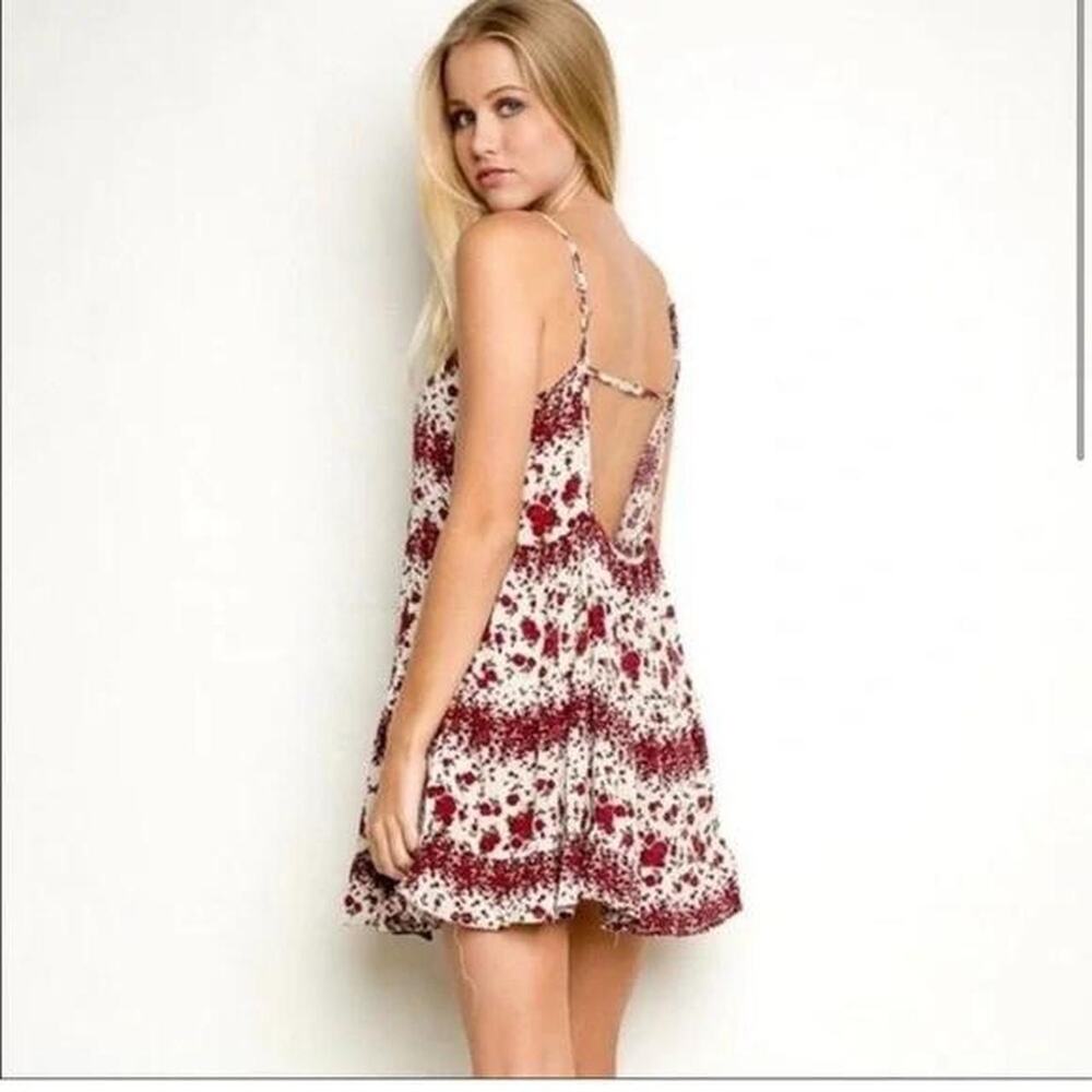 White and red floral babydoll dress